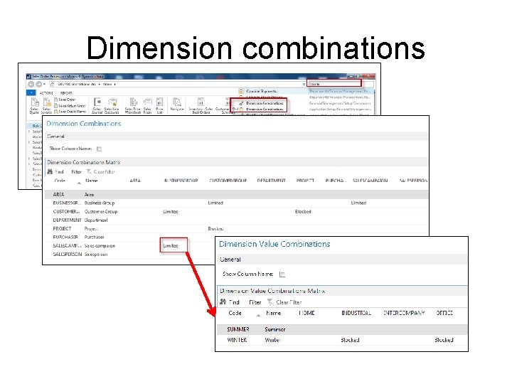 Dimension combinations 