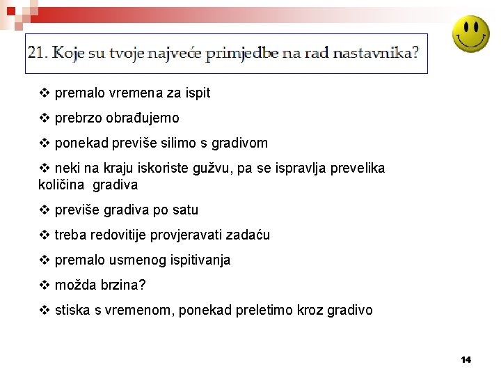 v premalo vremena za ispit v prebrzo obrađujemo v ponekad previše silimo s gradivom