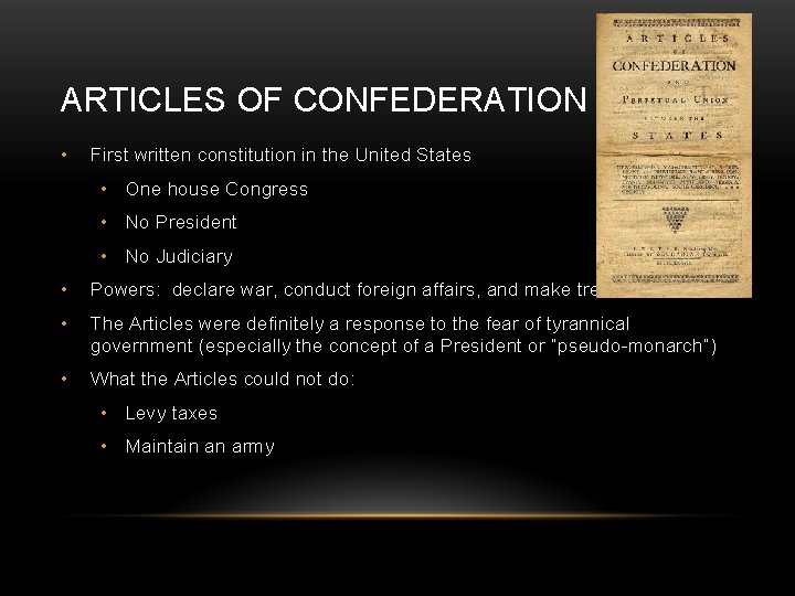 ARTICLES OF CONFEDERATION AND THE CONSTITUTION Chapter Seven