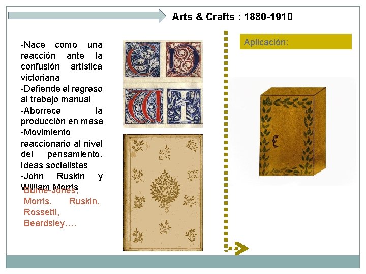 Arts & Crafts : 1880 -1910 -Nace como una reacción ante la confusión artística