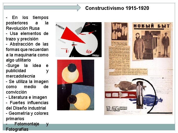 Constructivismo 1915 -1920 - En los tiempos posteriores a la Revolución Rusa - Usa
