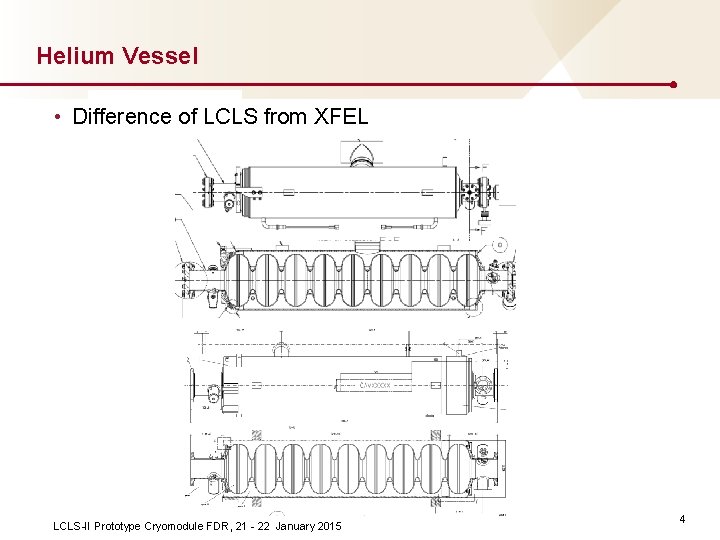 Helium Vessel • Difference of LCLS from XFEL LCLS-II Prototype Cryomodule FDR, 21 -