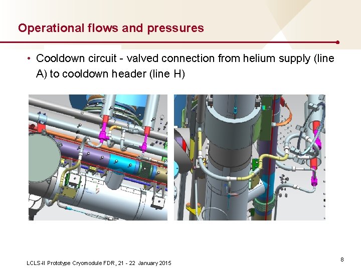 Operational flows and pressures • Cooldown circuit - valved connection from helium supply (line