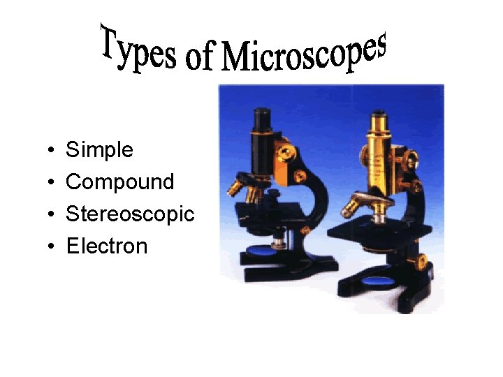  • • Simple Compound Stereoscopic Electron 