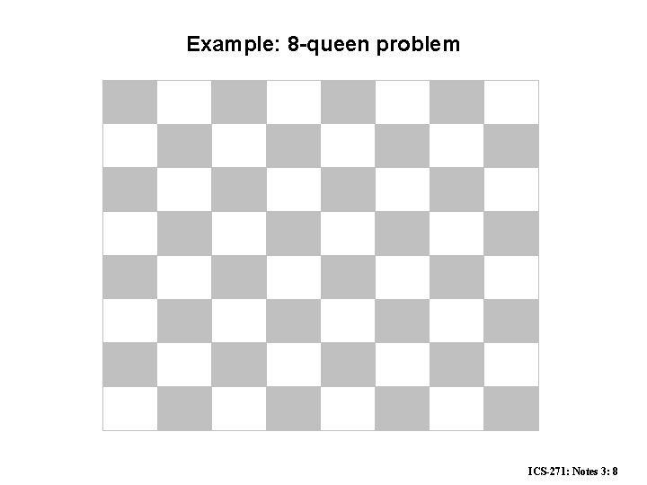 Example: 8 -queen problem ICS-271: Notes 3: 8 