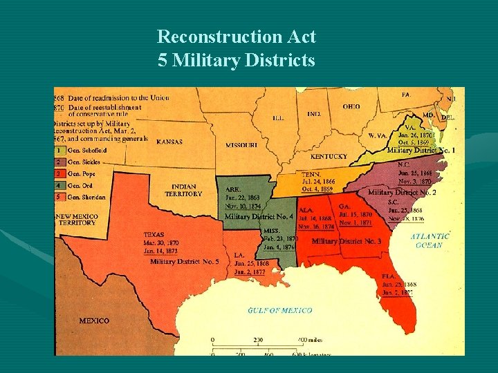 Reconstruction Act 5 Military Districts 