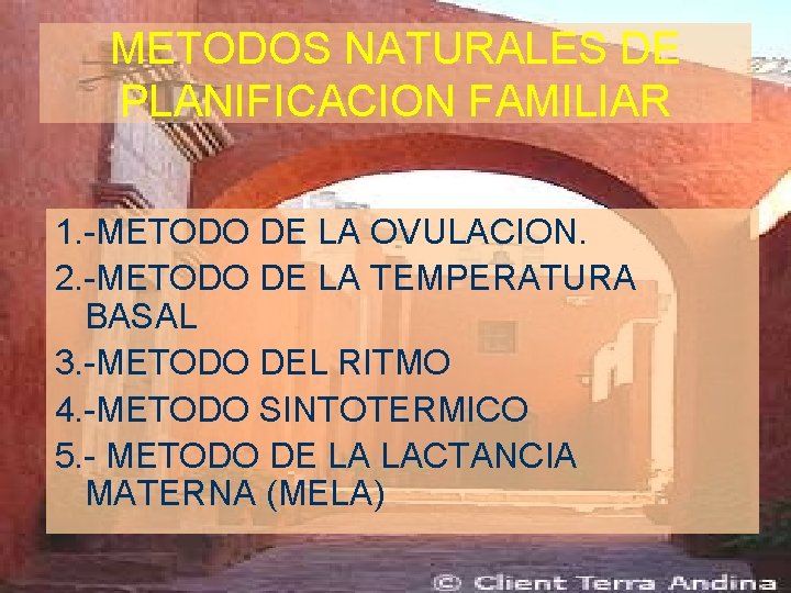 METODOS NATURALES DE PLANIFICACION FAMILIAR 1. -METODO DE LA OVULACION. 2. -METODO DE LA