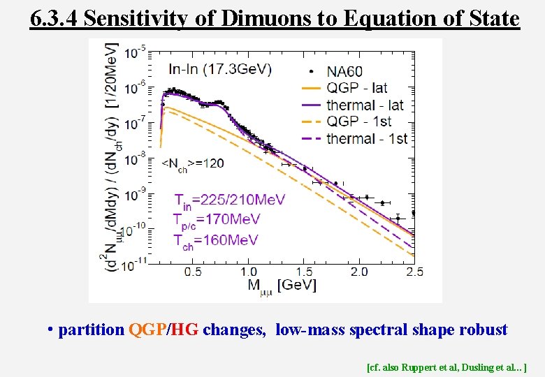 6. 3. 4 Sensitivity of Dimuons to Equation of State • partition QGP/HG changes,