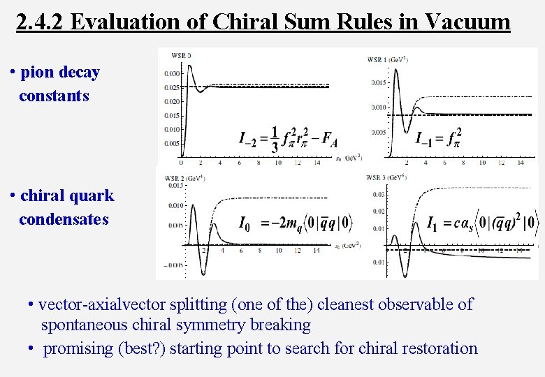 2. 4. 2 Evaluation of Chiral Sum Rules in Vacuum • pion decay constants