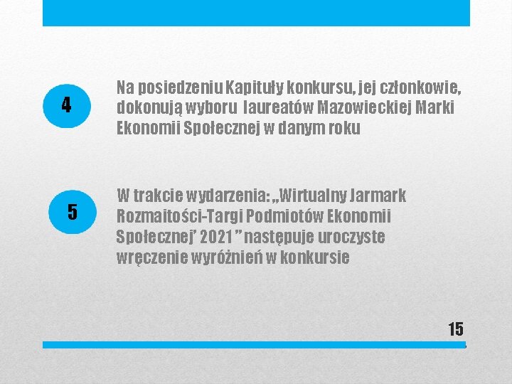 4 5 Na posiedzeniu Kapituły konkursu, jej członkowie, dokonują wyboru laureatów Mazowieckiej Marki Ekonomii