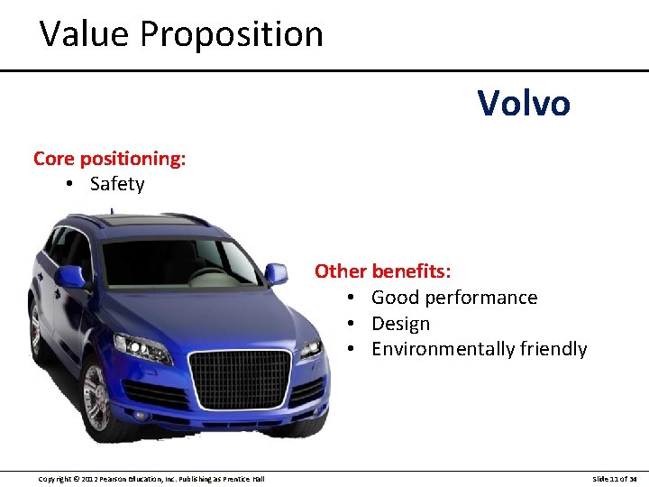 Value Proposition Volvo Core positioning: • Safety Other benefits: • Good performance • Design