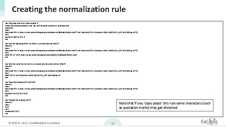Creating the normalization rule "Copy 001 Field to 956 Field subfield u" # Note