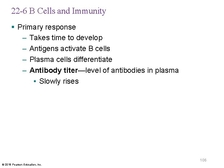 22 -6 B Cells and Immunity § Primary response – Takes time to develop