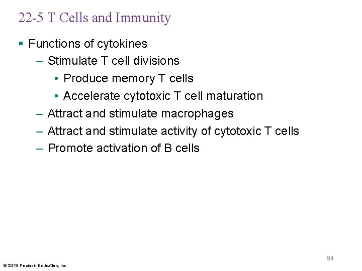 22 -5 T Cells and Immunity § Functions of cytokines – Stimulate T cell