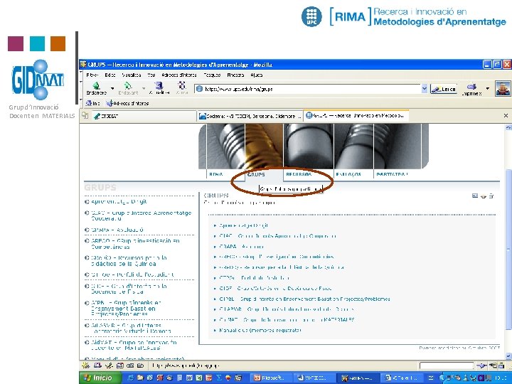 Grup d’Innovació Docent en MATERIALS 