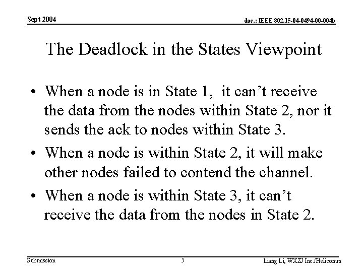 Sept 2004 doc. : IEEE 802. 15 -04 -0494 -00 -004 b The Deadlock