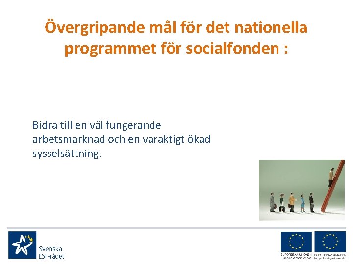 Övergripande mål för det nationella programmet för socialfonden : Bidra till en väl fungerande