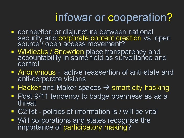 infowar or cooperation? § connection or disjuncture between national security and corporate content creation