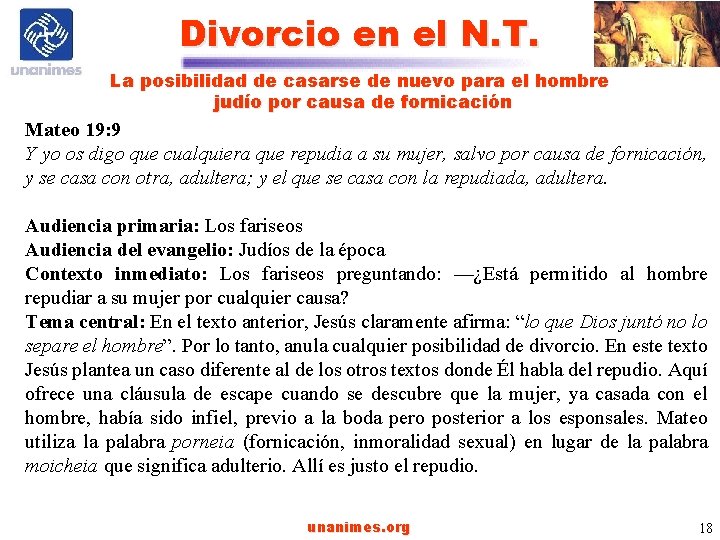 Divorcio en el N. T. La posibilidad de casarse de nuevo para el hombre