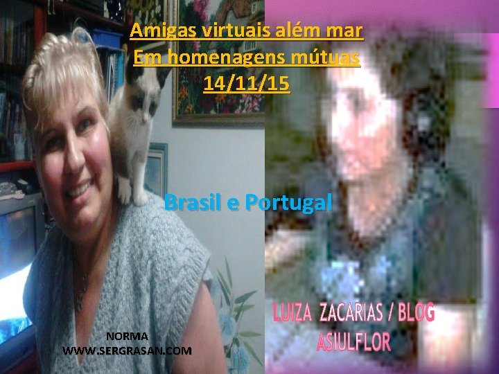 Amigas virtuais além mar Em homenagens mútuas 14/11/15 Brasil e Portugal NORMA WWW. SERGRASAN.