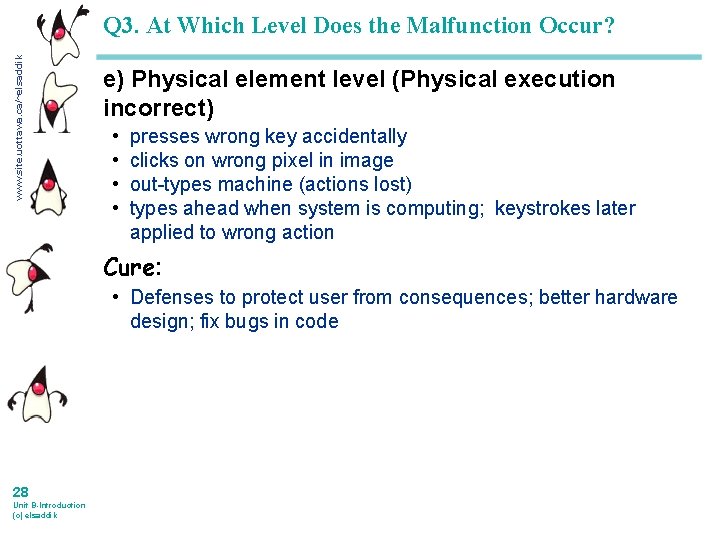 www. site. uottawa. ca/~elsaddik Q 3. At Which Level Does the Malfunction Occur? e)