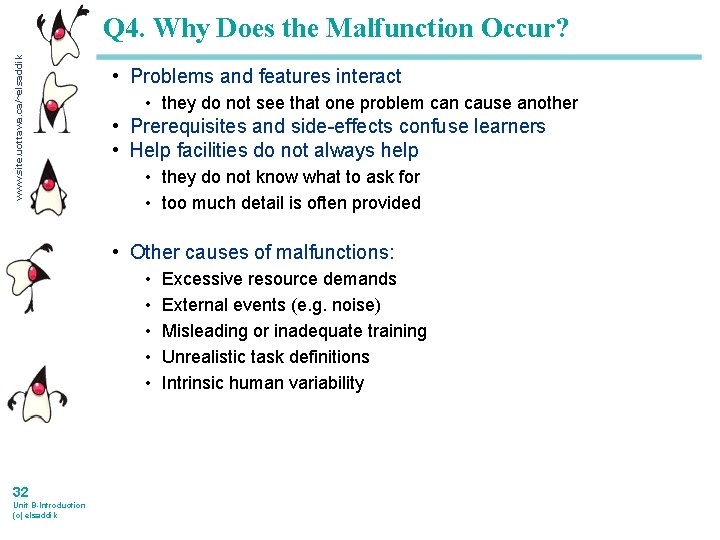 www. site. uottawa. ca/~elsaddik Q 4. Why Does the Malfunction Occur? • Problems and