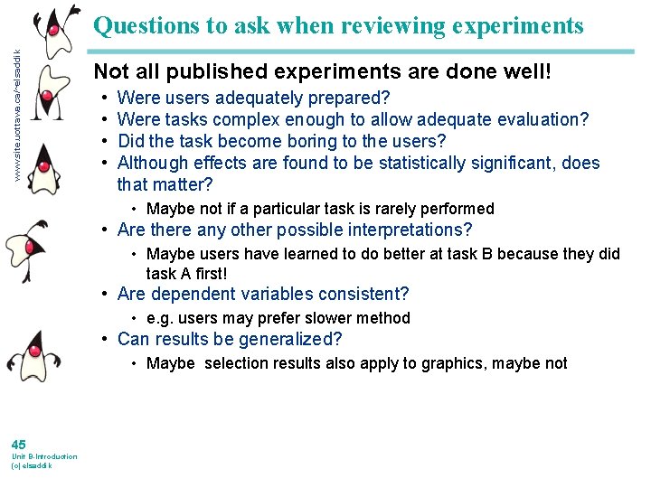 www. site. uottawa. ca/~elsaddik Questions to ask when reviewing experiments Not all published experiments