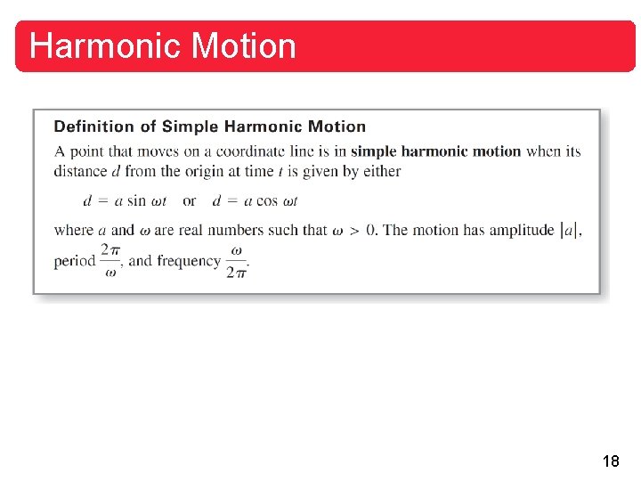 Harmonic Motion 18 