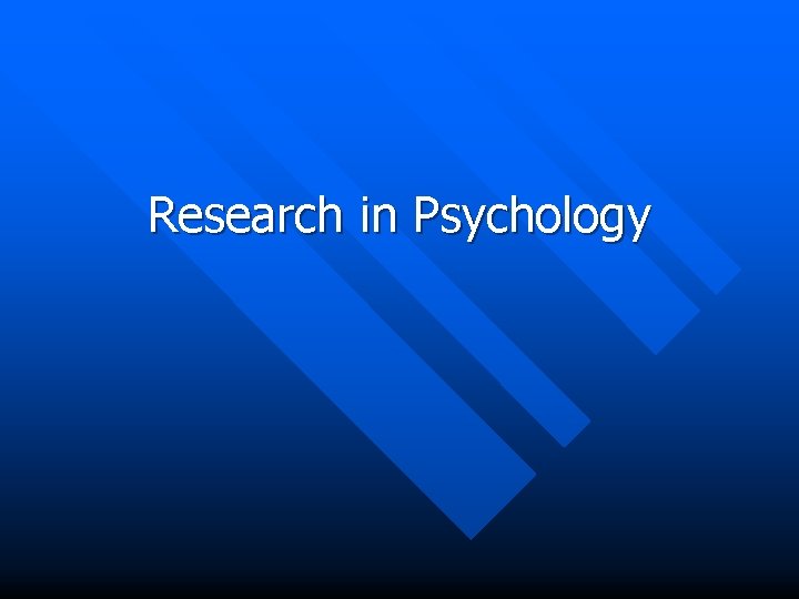 Research in Psychology 