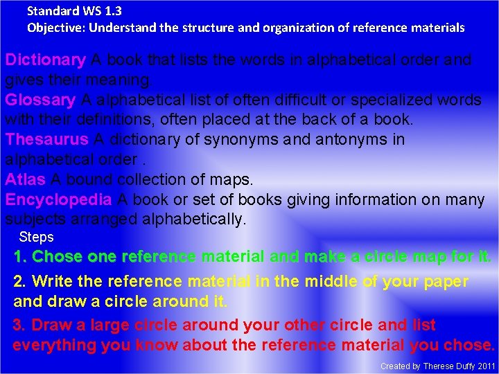 Standard WS 1 3 Objective Understand the structure
