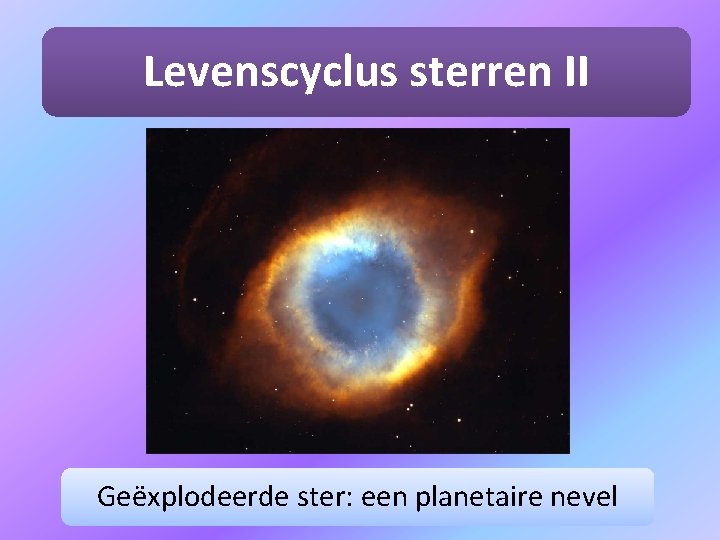 Levenscyclus sterren II Geëxplodeerde ster: een planetaire nevel 