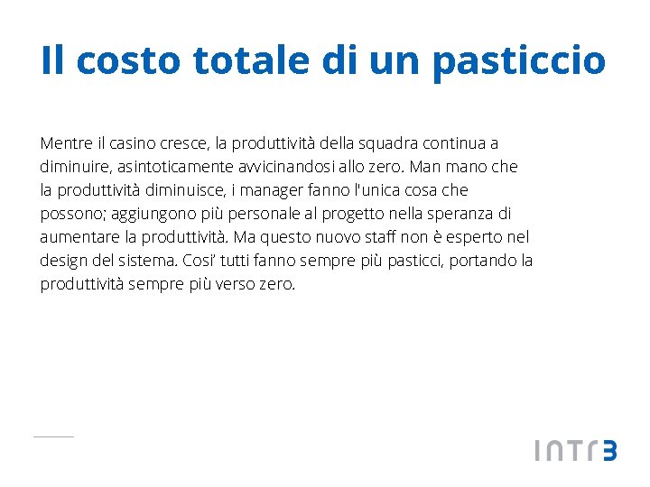 Il costo totale di un pasticcio Mentre il casino cresce, la produttività della squadra