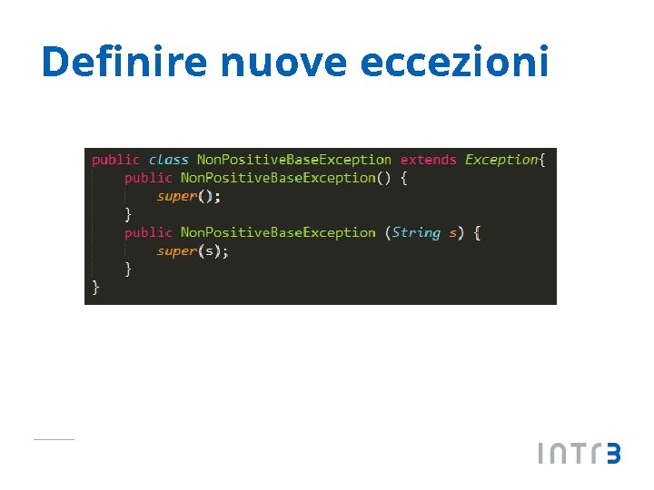 Definire nuove eccezioni 