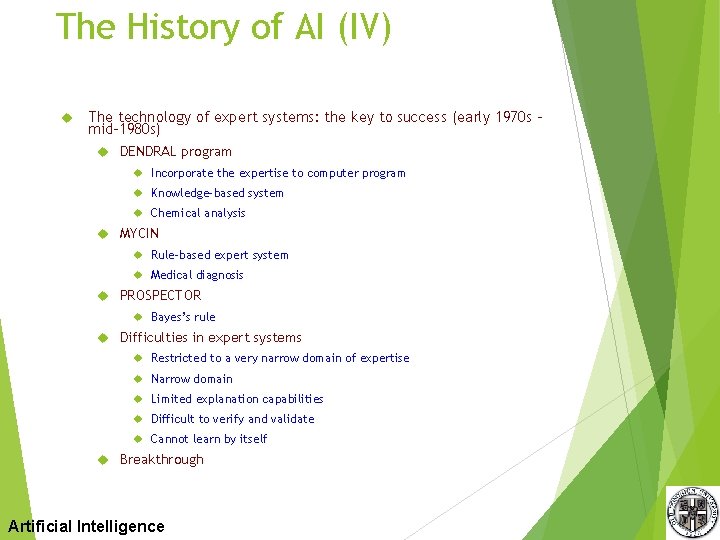 The History of AI (IV) The technology of expert systems: the key to success