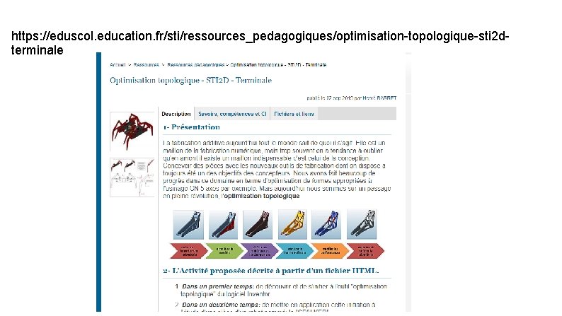 https: //eduscol. education. fr/sti/ressources_pedagogiques/optimisation-topologique-sti 2 dterminale 