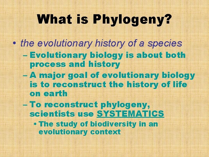 What is Phylogeny? • the evolutionary history of a species – Evolutionary biology is