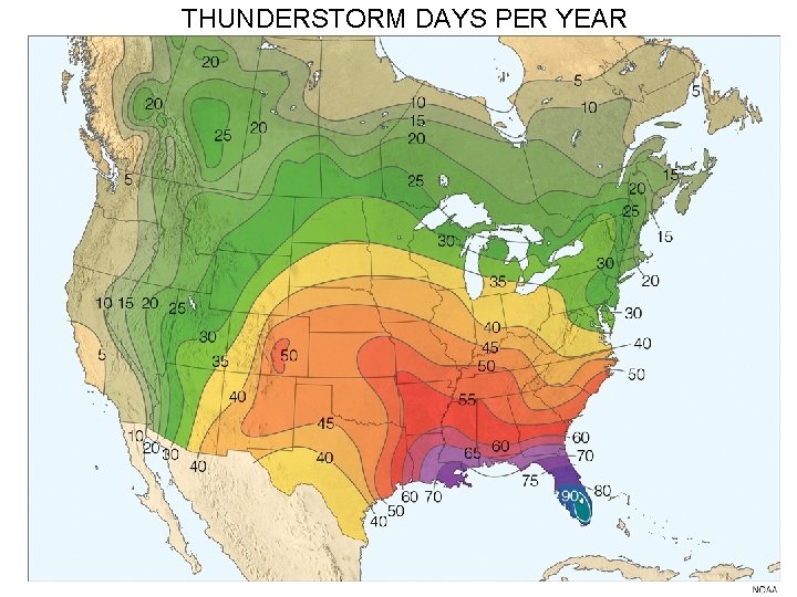 THUNDERSTORM DAYS PER YEAR 