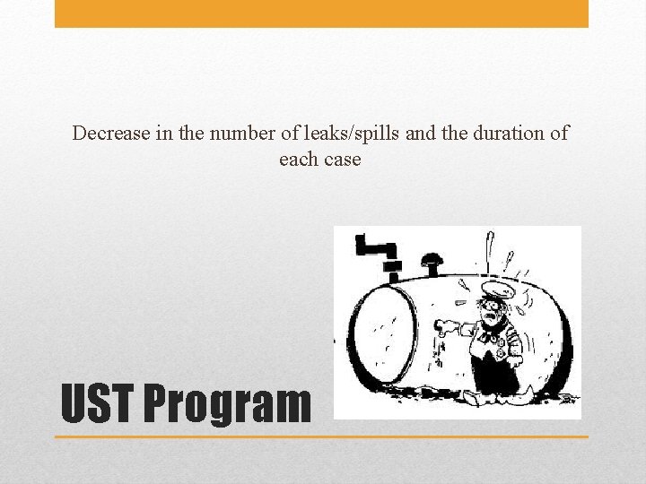 Decrease in the number of leaks/spills and the duration of each case UST Program