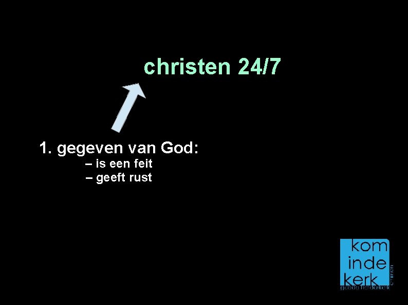 christen 24/7 1. gegeven van God: – is een feit – geeft rust 