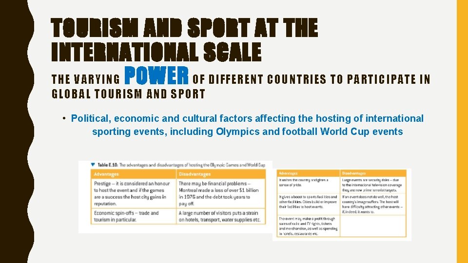 TOURISM AND SPORT AT THE INTERNATIONAL SCALE THE VARYING POWER OF DIFFERENT COUNTRIES TO