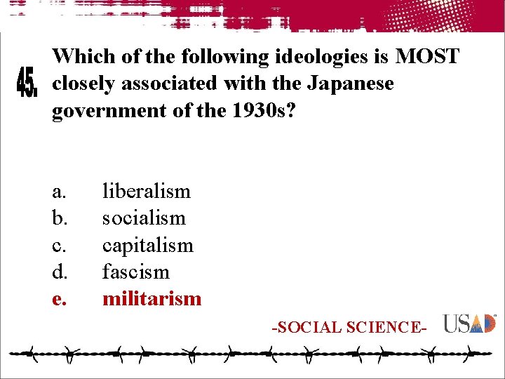 Which of the following ideologies is MOST closely associated with the Japanese government of