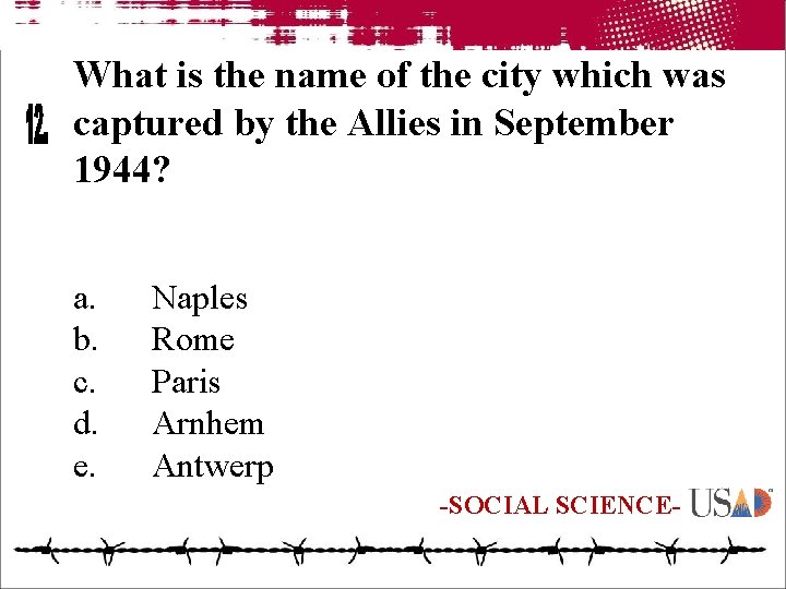 What is the name of the city which was captured by the Allies in