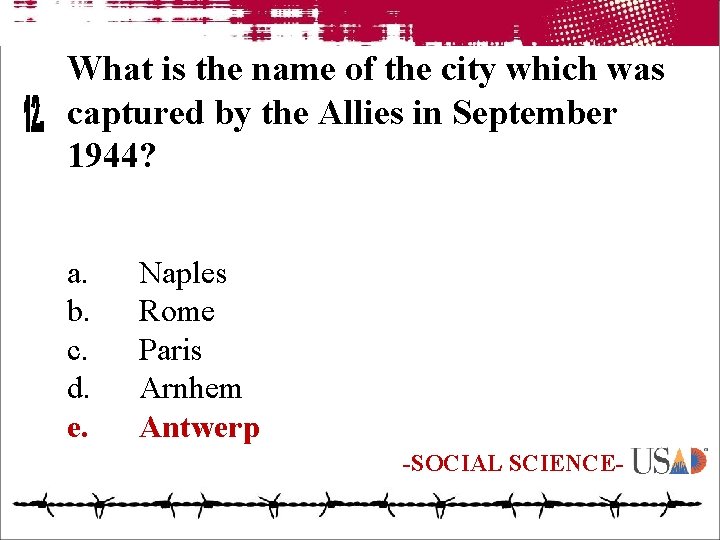 What is the name of the city which was captured by the Allies in