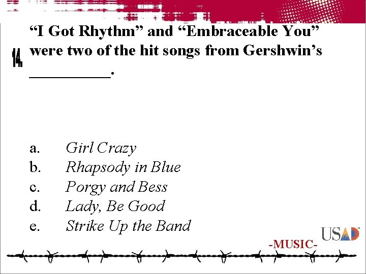 “I Got Rhythm” and “Embraceable You” were two of the hit songs from Gershwin’s