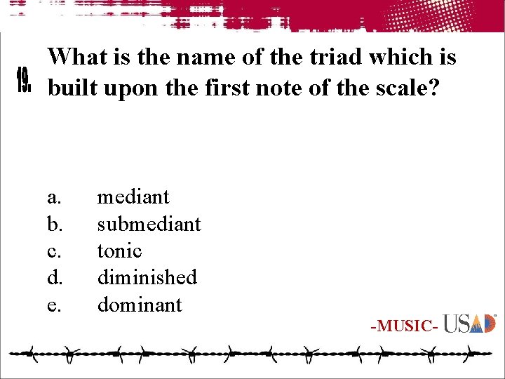 What is the name of the triad which is built upon the first note