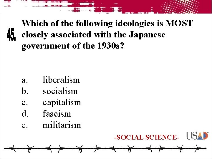 Which of the following ideologies is MOST closely associated with the Japanese government of