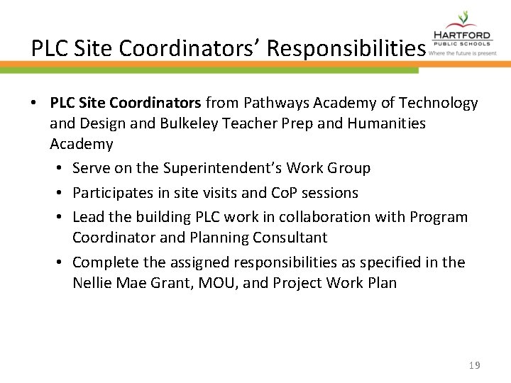 PLC Site Coordinators’ Responsibilities • PLC Site Coordinators from Pathways Academy of Technology and