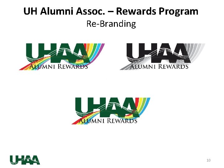 UH Alumni Assoc. – Rewards Program Re-Branding 10 