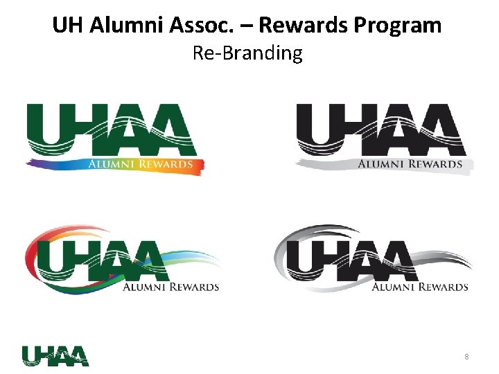 UH Alumni Assoc. – Rewards Program Re-Branding 8 