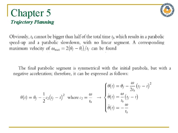 Chapter 5 Trajectory Planning 